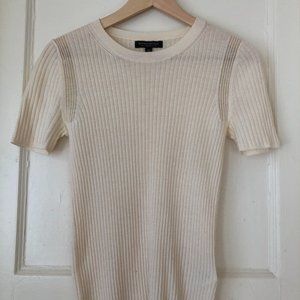 Banana Republic Cream Merino Wool Ribbed Tee -- Women's Size Small